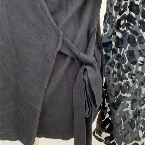 Sheer Velvet Leopard Bell Sleeve Wrap Top - Picture 5 of 5